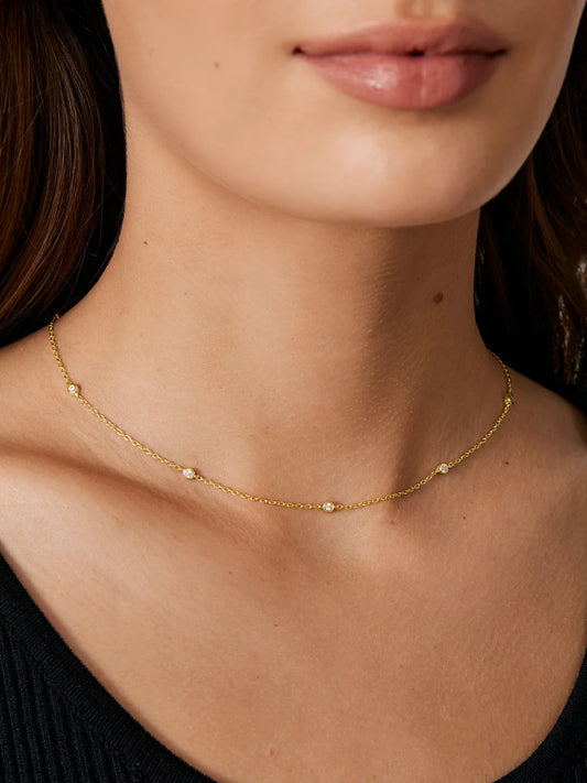 Bezel Crystal Station Necklace