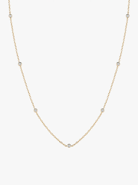 Bezel Crystal  Station Necklace